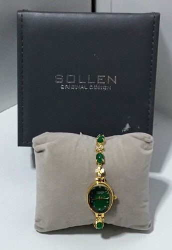 Luxury Women Watch Diamond Emerald Green Stone Bracelet Band Women's Wrist Watch