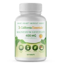 Magnesium Glycinate 400 mg, Chelated, 120 tablets by California Essentials
