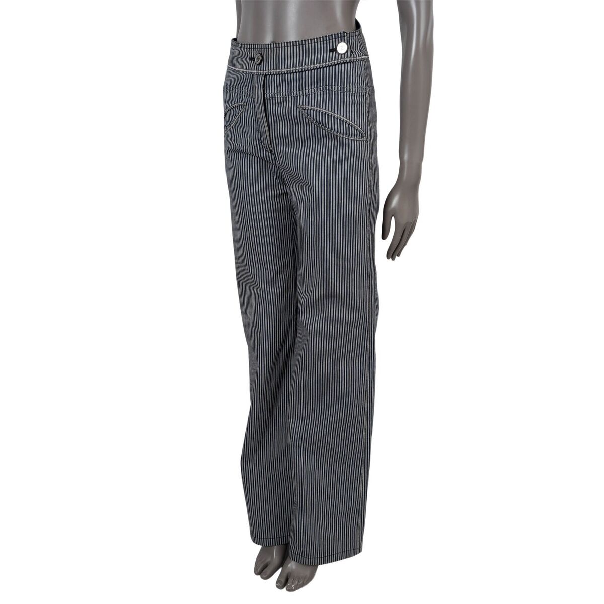53179-1 auth CHANEL blue white cotton denim 08C LA STRIPED