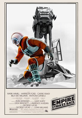 THE EMPIRE STRIKES BACK 1981 STAR WARS Poster Druck A1 23,4x33'' GRATIS P&P Quad