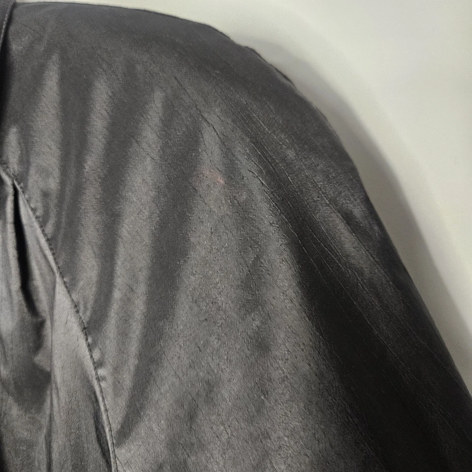 80s Trench Coat British Mist Women's Black Lined Trench Raincoat Jacket XL 16 - Image 3 of 4