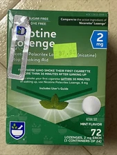 Rite Aid 2mg Mint Flavor Nicotine Lozenge 72ct Exp 11/25 Sugar Free
