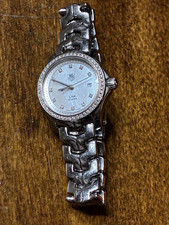 Ladies Tag Heuer 200m Link Mother Of Pearl & Diamond Dial & Bezel Watch