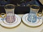 Alakha Kristal Turkish Tea Glass & Saucer Set 12-Piece Multicolor Gold Striped — photo 2