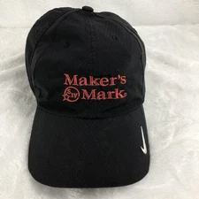 Maker's Mark Hat Cap Strap Back Black Nike Golf Whiskey Promo Embroidered Mens
