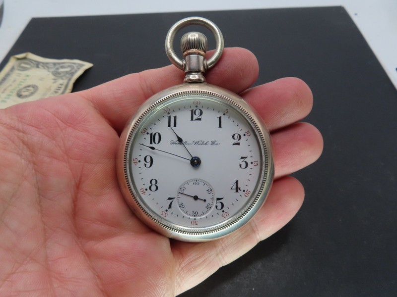 1905 Hamilton 924 Pocket Watch, 17j 18s, Sterling Silver OF, Repair