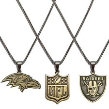 Metal NFL Football Team Pendant Necklace, Choose Your Team 