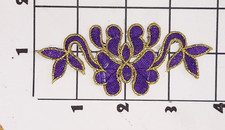 Purple Floral Patch Embroidered Iron On Applique Embellishment Flower Flowers