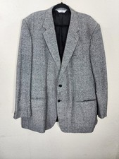 Versini Mens Blazer 48L Gray Tweed 100 Silk 2 Button Sport Coat Jacket