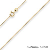 1,2Mm Ankerkette Flach Goldkette Collier Halskette Aus 585 Gold Gelbgold 50Cm