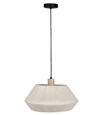 Eglo 205763A Lanier 1 Light 19'' Pendant Ceiling Light, Black and Natural New