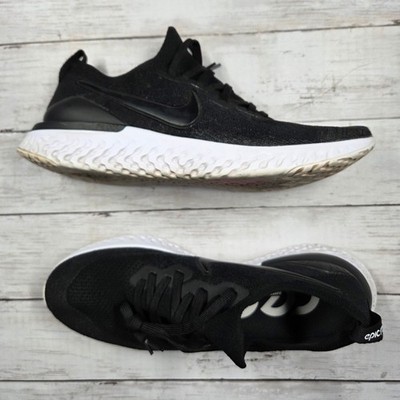 Nike Epic React Flyknit 2 Running Shoes Mens 11.5 Black White BQ8928-002 Low Top