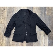 INC International Concepts Petite Black Ruched Sleeve Blazer Jacket Size P