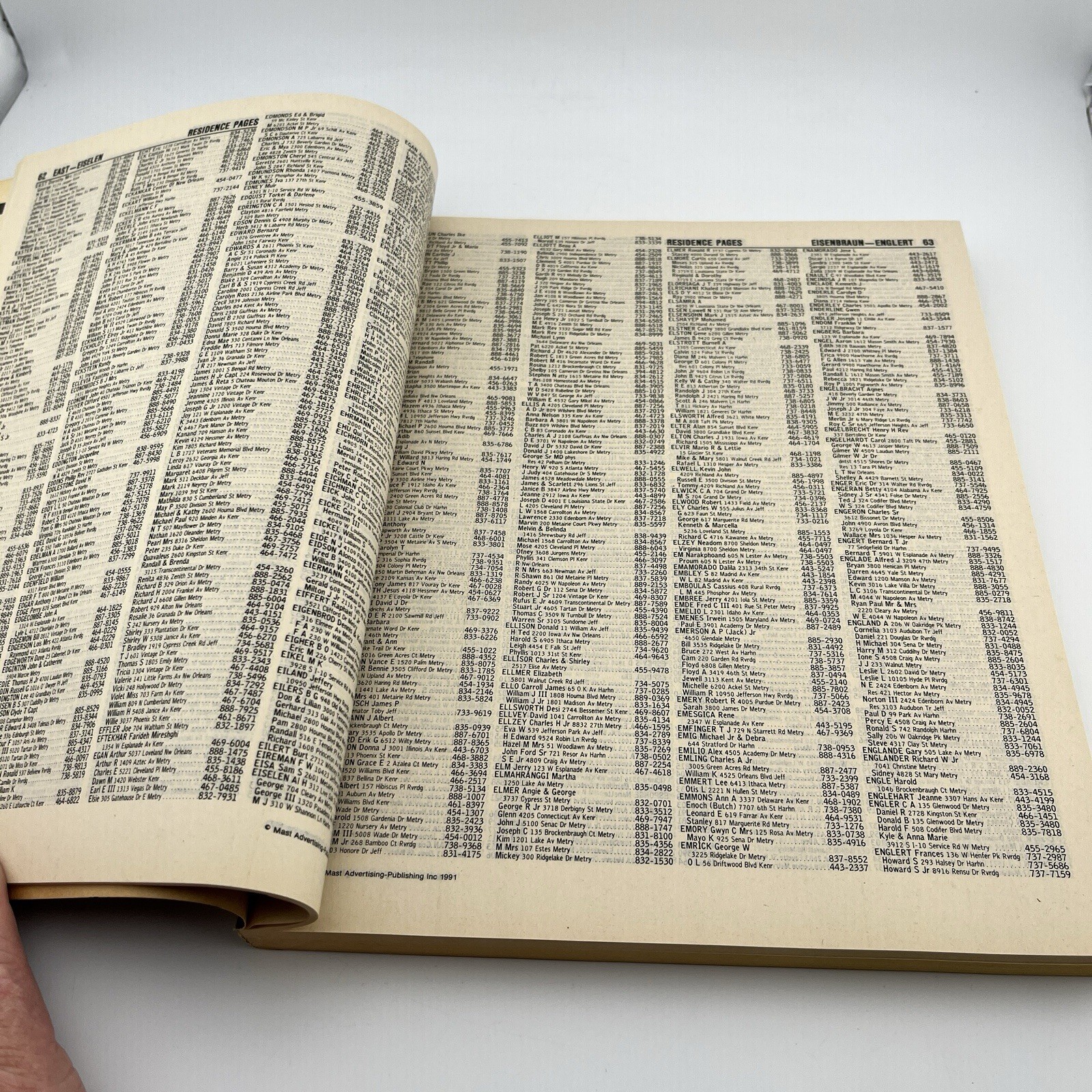 Kenner LA 1991-92 Telephone Directory With Yellow Pages 11x9x1"