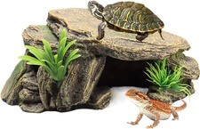 La Pet  Reptile Hide Box Hideouts Resin Rock Gecko Hides and gray