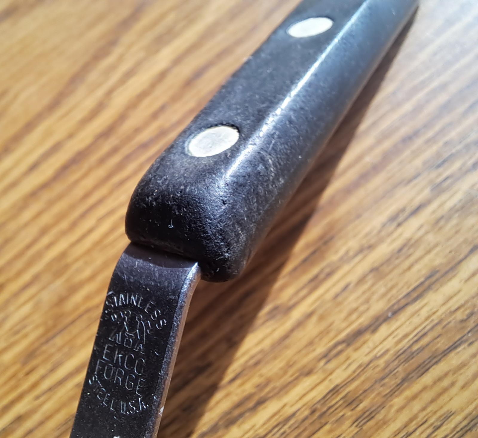 Vintage Ekco Forge Short Spatula 9" Stainless Slotted Flipper Turner Black USA