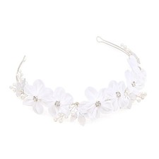 Tulle Flower Headband Girl Pearl Silver Wedding Hair Tiara