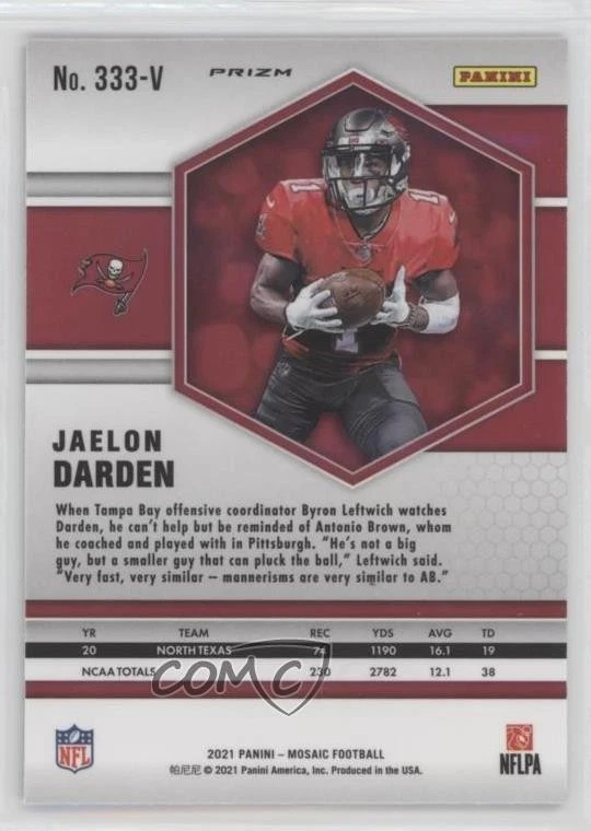 2021 Panini Mosaic Rookie Variations No Huddle Prizm Jaelon Darden #333-V RC - Image 2 of 2