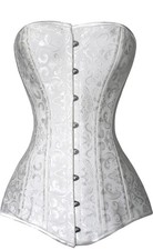 Charmian Corset Firm Shaper Boning Lace Up Cinching Train Cotton White Bustier L