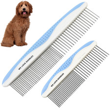 Metal Comb for Dogs, Dog Grooming Detangler Combs for Matted Hair, 2 Pack