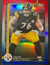 2025 Topps Chrome Football Troy Fautanu Red White Blue Refractor #256 Steelers 