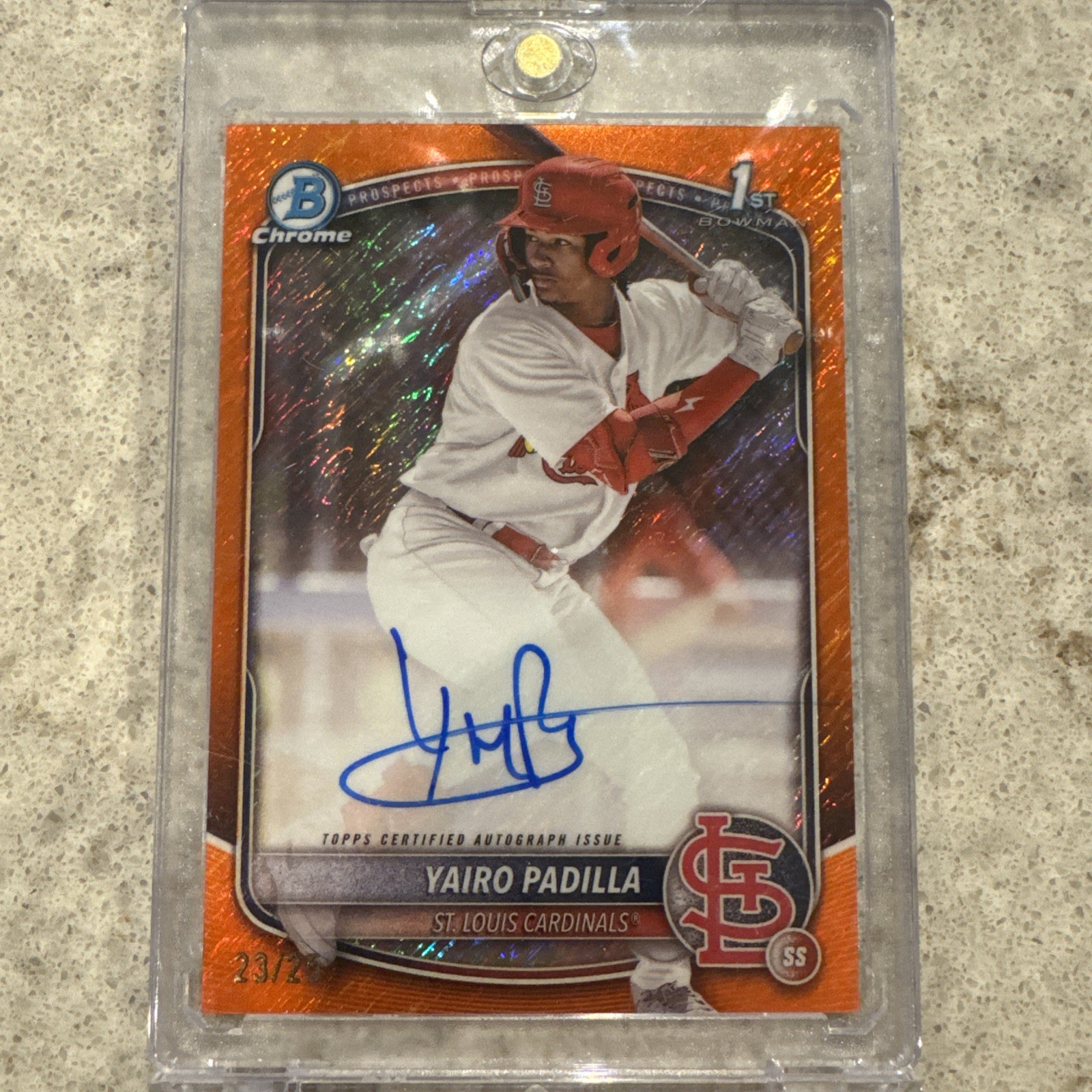 2025 Bowman Chrome 1st ORANGE SHIMMER Refractor YAIRO PADILLA  AUTO /25