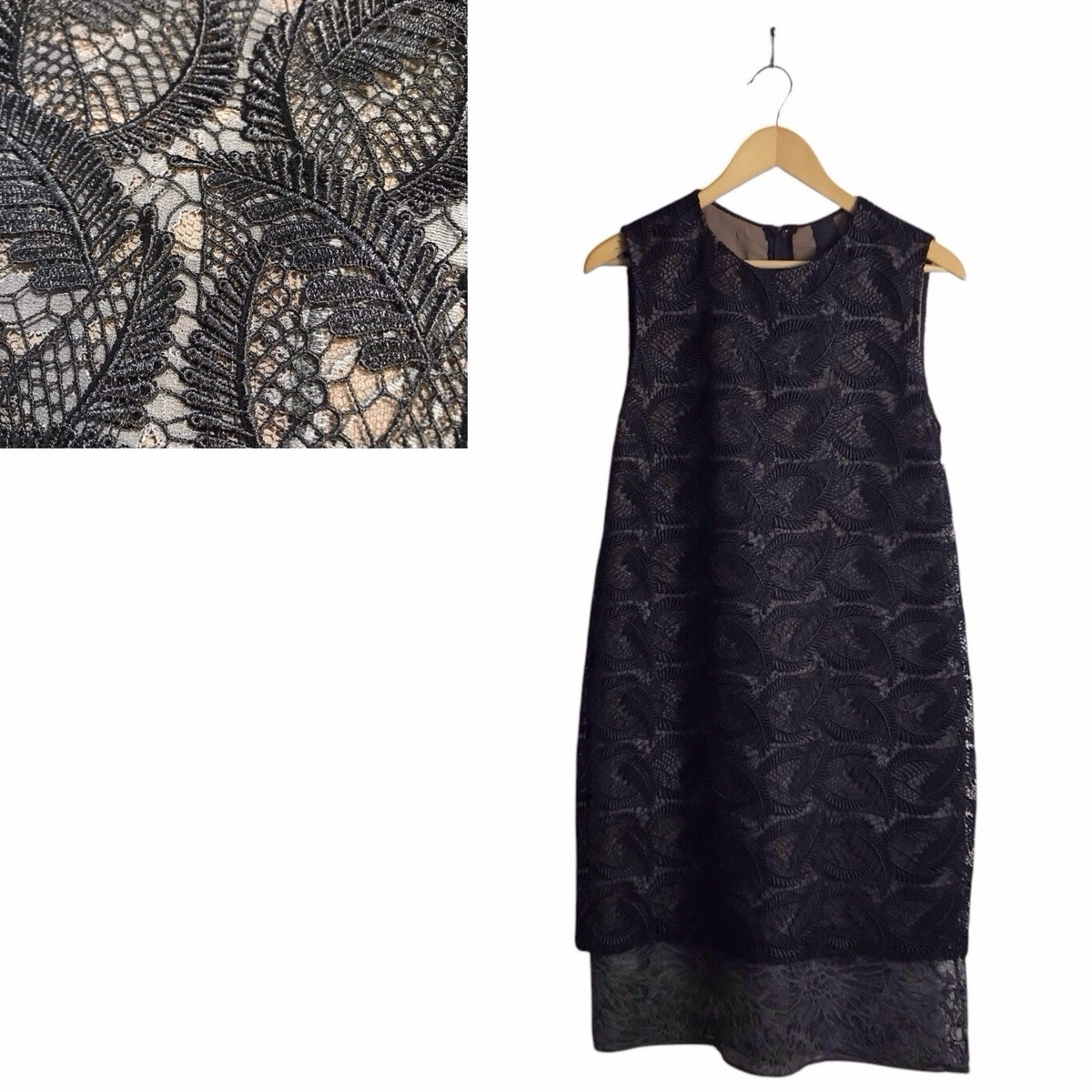 vera wang lace cocktail dress Vera Wang Collection Size 12 Black Gray Lace Cocktail Event Sheath Dress  Luxury