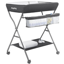 Baby Changing Table with Wheels, Portable Adjustable Height Folding Diaper Stat