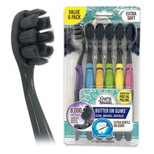 GuruNanda Butter on Gums Charcoal Toothbrush - 6 Count Pack of 1 ,
