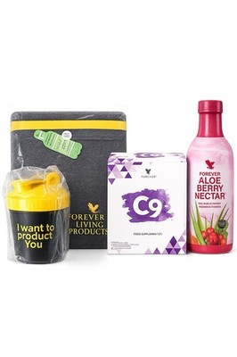 Forever Living C9 set + Aloe Berry + Nectar +Shaker + PET Mappe + Fiber Sachets