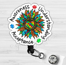 Autism Awareness Acceptance Understanding Badge Reel Colorful Work Gift -G67011A