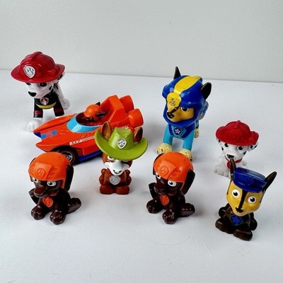 Lot 8 Paw Patrol Figures Zuma, Chase, Marshall, Rocky, Vehicle Nickelodeon