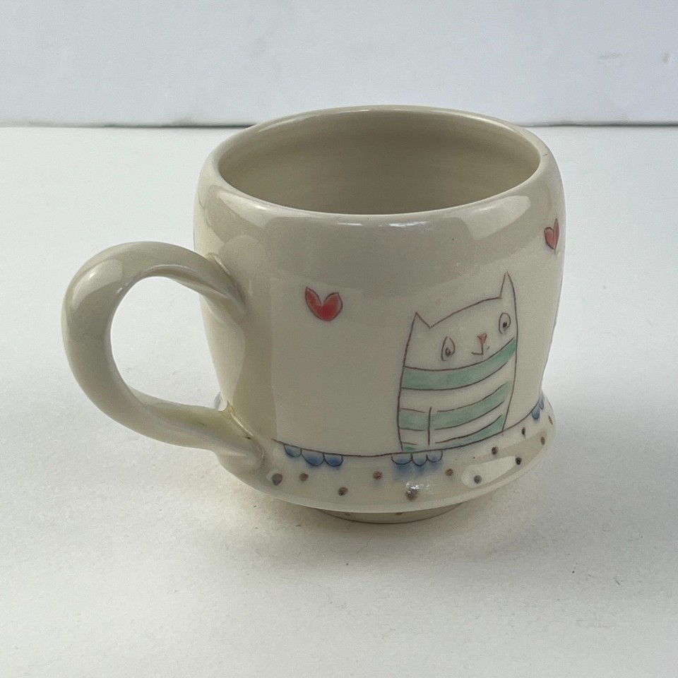 Carole Epp Studio Pottery Mug Kitty Cats Artisan Handmade Functional Art Ceramic