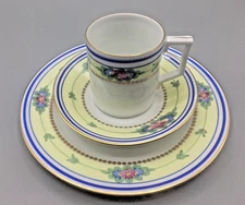 Trio Set Yellow Hochst Porcelain Sevrer Style Demitasse Cup Saucer & Plate