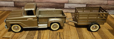 Vintage 1950s Tonka Toys 13" Bronze Pickup Truck Stake Trailer Set Mound MN