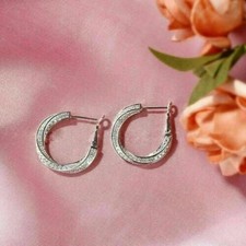 Women's 2 Ct Round Simulated Diamond Huggie Hoop Earrings 14K White Gold Plated