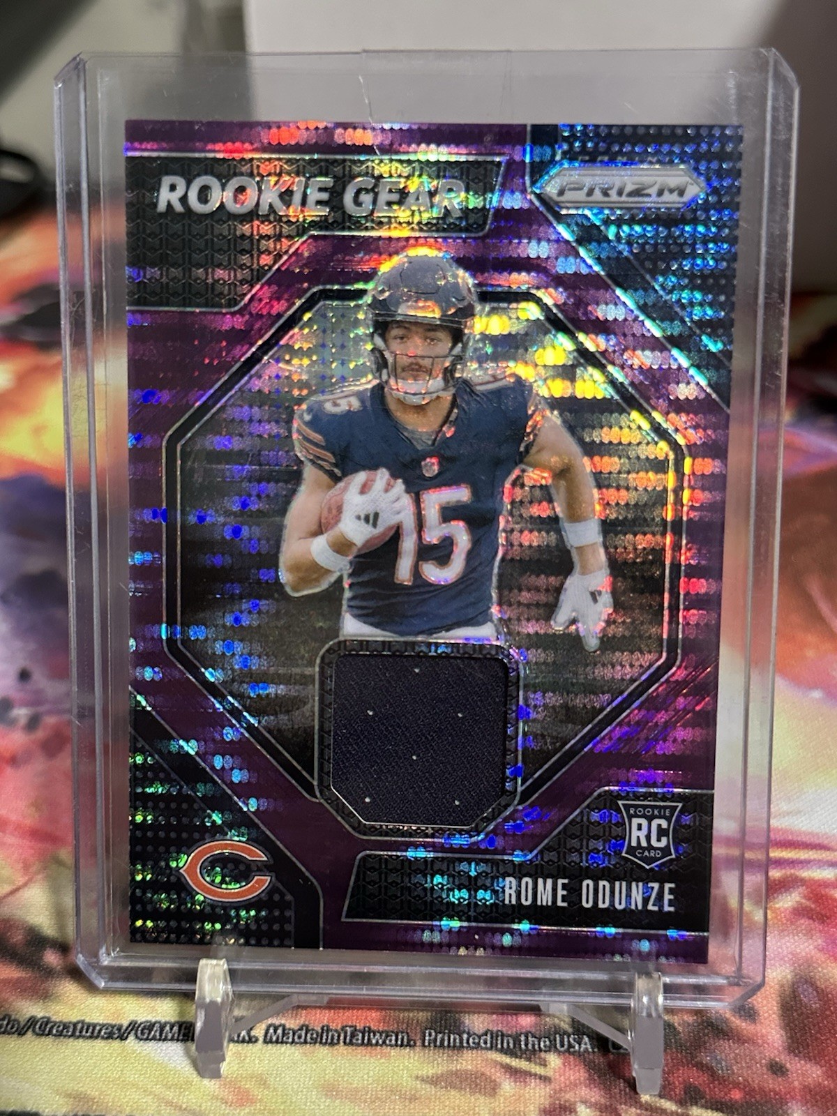 2024 Panini Prizm Rome Odunze Rookie Gear #RG-ROE Purple Pulsar Prizm Relic RC