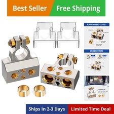 Battery Terminal Connectors, 0/2/4/6/8/10 AWG Battery Terminals, Heavy Duty C...