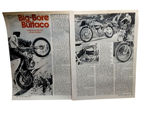 1972 Bultaco Big-Bore Motorcycle Two Page Article Vintage Off Road