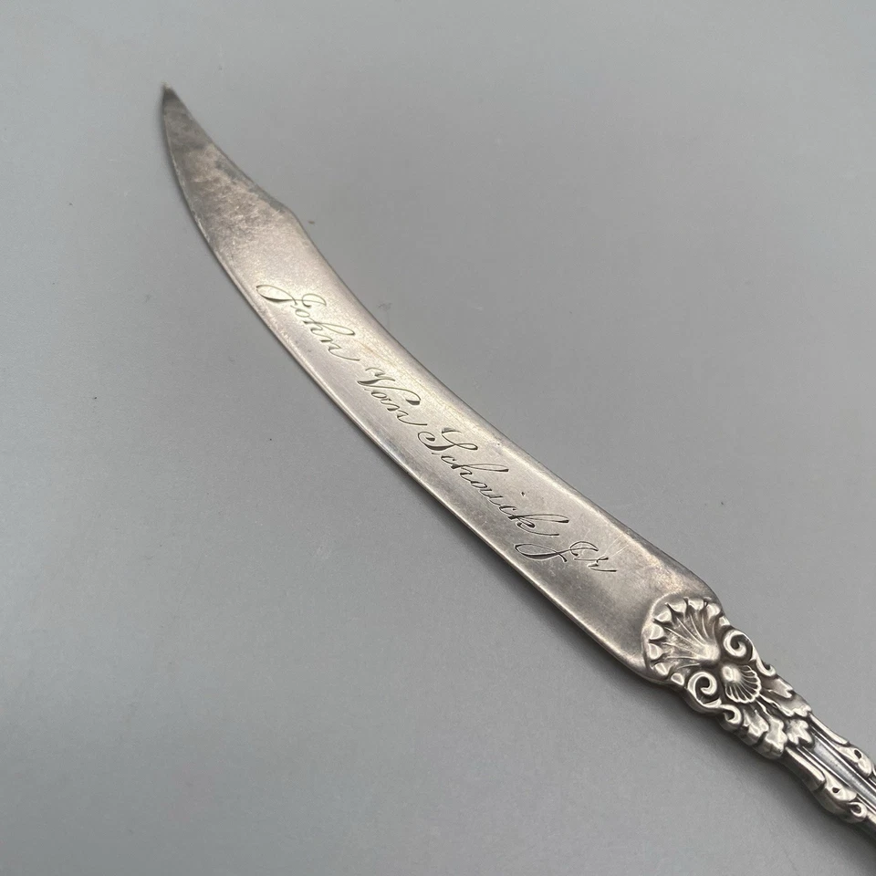 Cortador de papel Whiting Imperial Queen plata esterlina 5,75" abrecartas 13 g nombre Foto 3 de 4