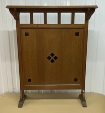 Antique Arts And Crafts Honey Oak And Ebony Fire Screen C1910