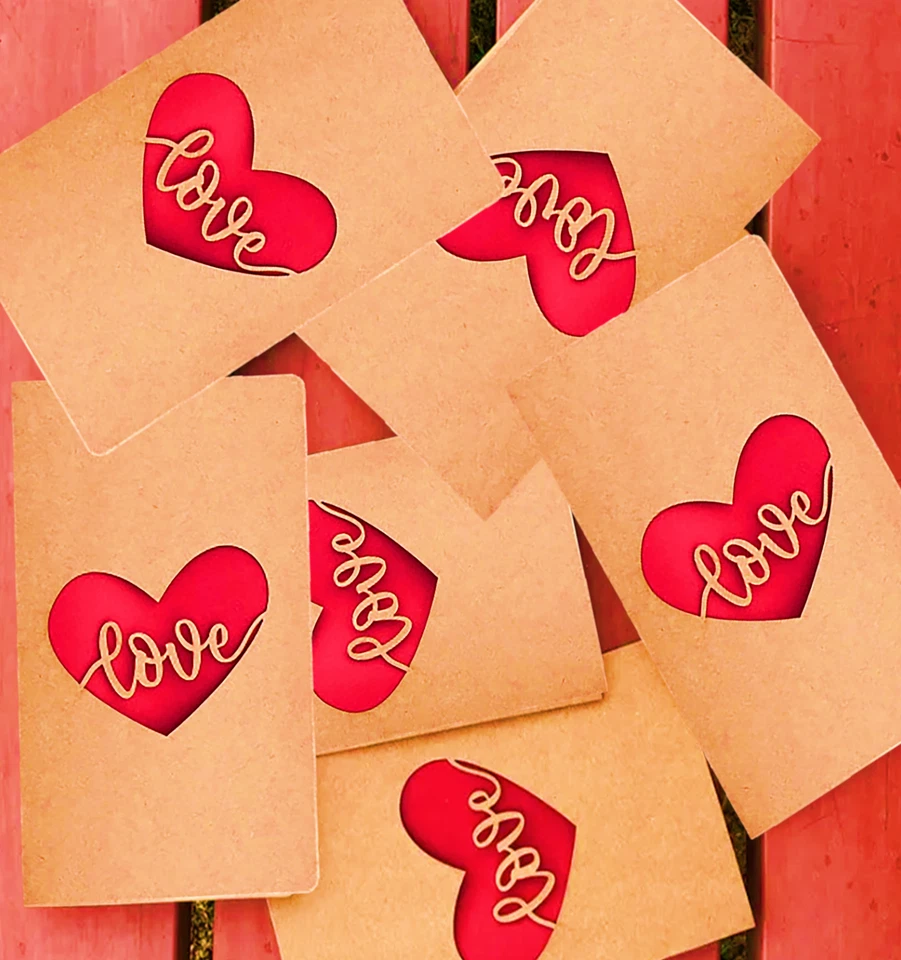 3x Valentines Day Card Love Card with Envelope Heart Shape Anniversary Cards - Image 3 of 4