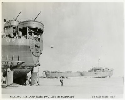 LST-325 and LST-388 resting on a Normandy beach June 1944 OLD PHOTO