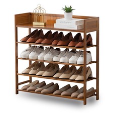 Shoe Rack Organizer, Bamboo Shoe Storage for Entryway,Brown 5 tier-31.5 in