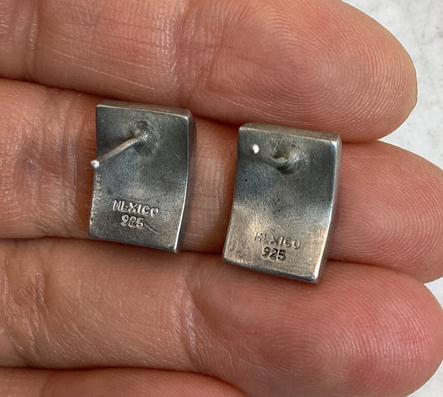 Vintage Sterling Silver Rectangular Matte Brushed… - image 8