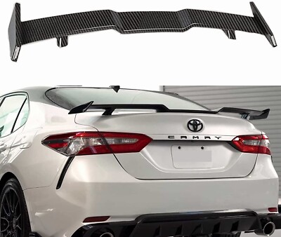 For 2018-2024 Toyota Camry CARBON FIBER LOOK TD Style Highkick Trunk Spoiler Lip