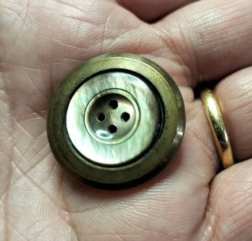 BOUTON ANCIEN COUTURE VINTAGE vert bossu 1,4 cm