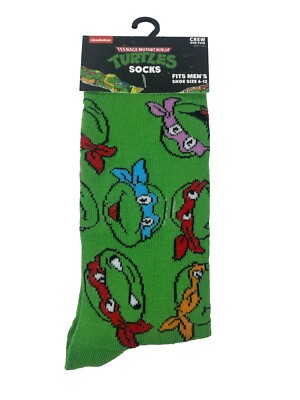 Odd Sox Crazy Teenage Mutant Turtle Socks Men's  Size 6-12 Crew Novelty TMNT New