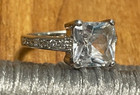 Vintage Sterling Silver 925 large CZ statement Ring 5.25 princess cut estate — photo 8