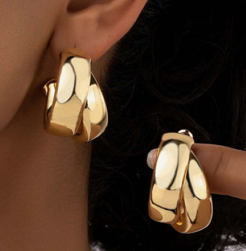 Chunky Gold Hoop Earrings Big Large Gold Tone Wide Hoop Earrings for Women